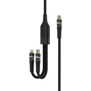 Green Lion 2 in 1 Transparent Fast Charging Cable 100W 1.2M - Black