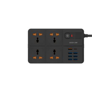 Green Lion Uk Power Socket 7 Usb-A Port & 1 Pd Port - Black
