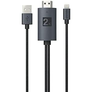 Porodo Braided 2K HDMI Lightning Cable 2M -Black