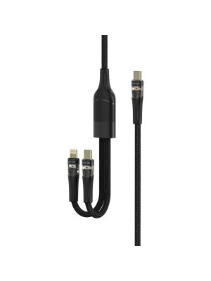 Green Lion 2 in 1 Transparent Fast Charging Cable 100W 1.2M - Black