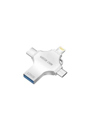 Green Lion 4 in 1 USB Flash Drive 128GB - Silver