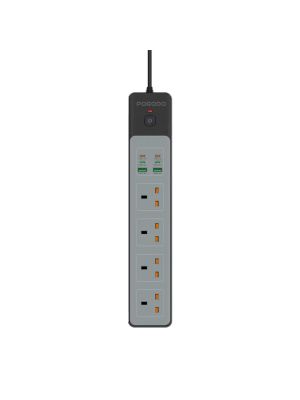 Porodo 3000W | 5AC Universal Power Strip with 9 USB Ports (6C + 3A) - Black