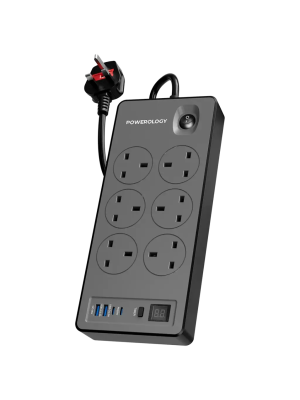 Powerology 6AC 2990W Power Strip PD 20W - Black