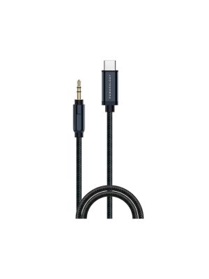 Powerology Aluminum Braided Type-C to 3.5mm Aux Cable 1.2M - Gray