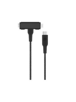 Powerology PD 60W Braided USB-C to USB-C + Lightning Cable - Black