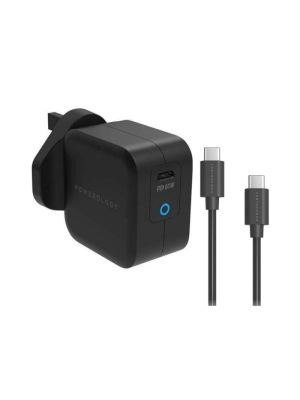 Powerology Ultra -Compact 61W PD GaN Charger Uk With Type-C To Type-C Cable 2m - Black