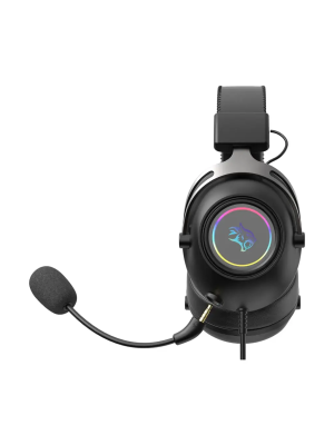 Porodo Gaming Infinity Mirror RGB Gaming Headset with Detachable Omnidirectional Mic - Black